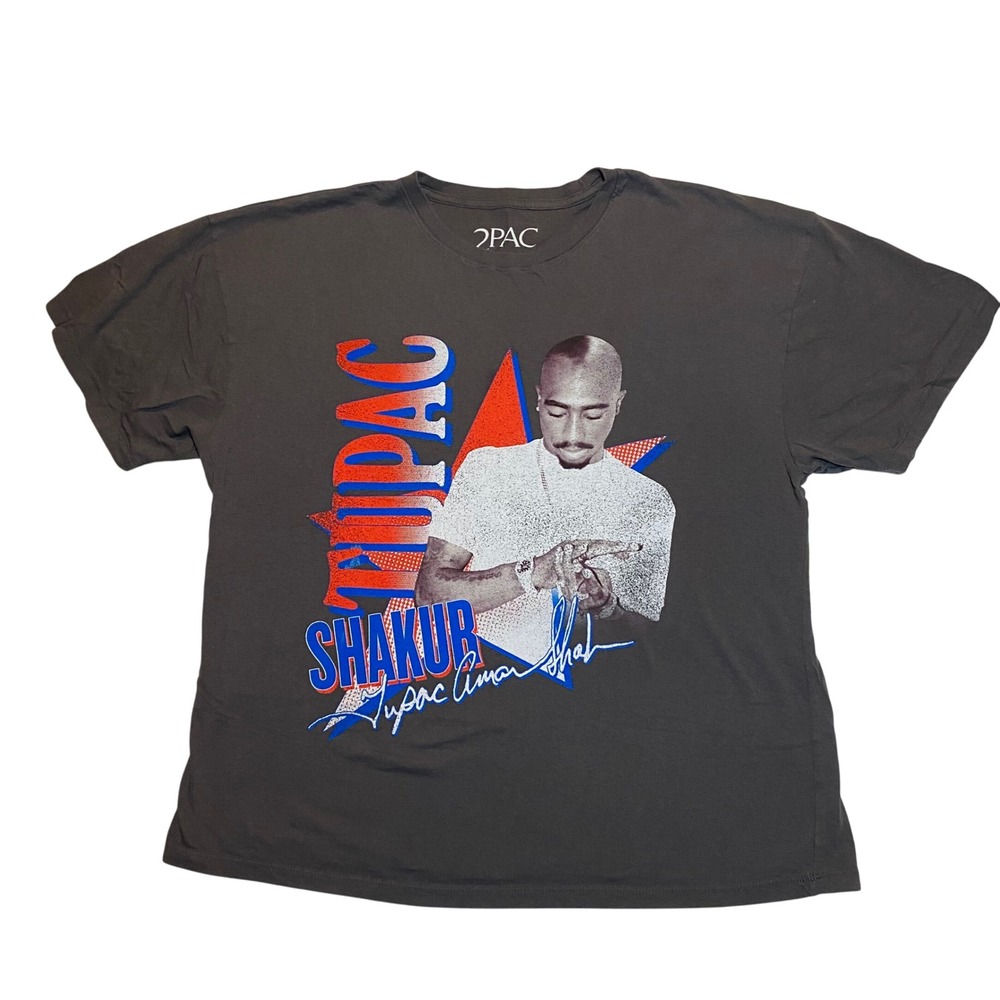 2Pac Shakur Graphic‎ T-Shirt Gray XL Menswear Hip Hop Rap Tee
